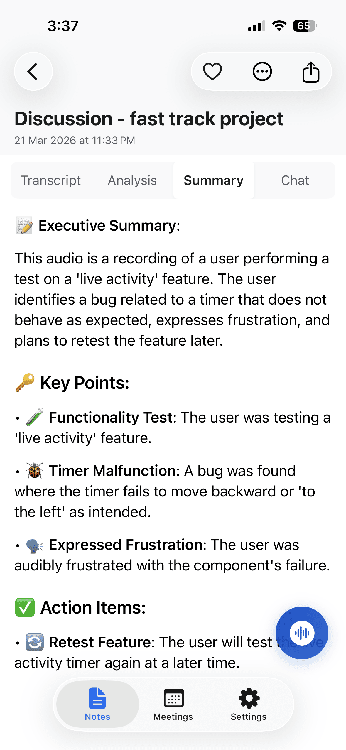 Summarize screen