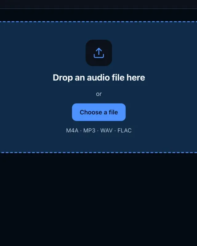 The Upload audio page in the Noter AI web app, with a drop area for an audio file and the plan limits