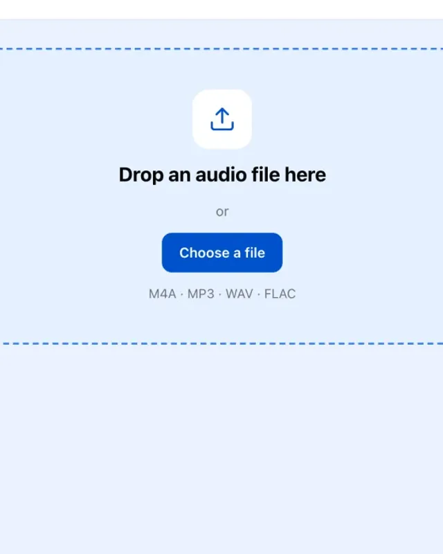 The Upload audio page in the Noter AI web app, with a drop area for an audio file and the plan limits
